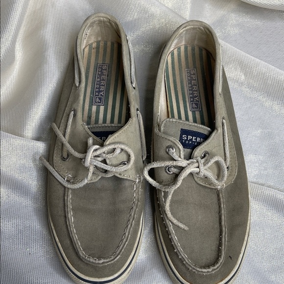 Sperry Top-Sider Casual Canvas Boat Shoes Light Olive Green 2 Eye Size 8.5 - Picture 4 of 11